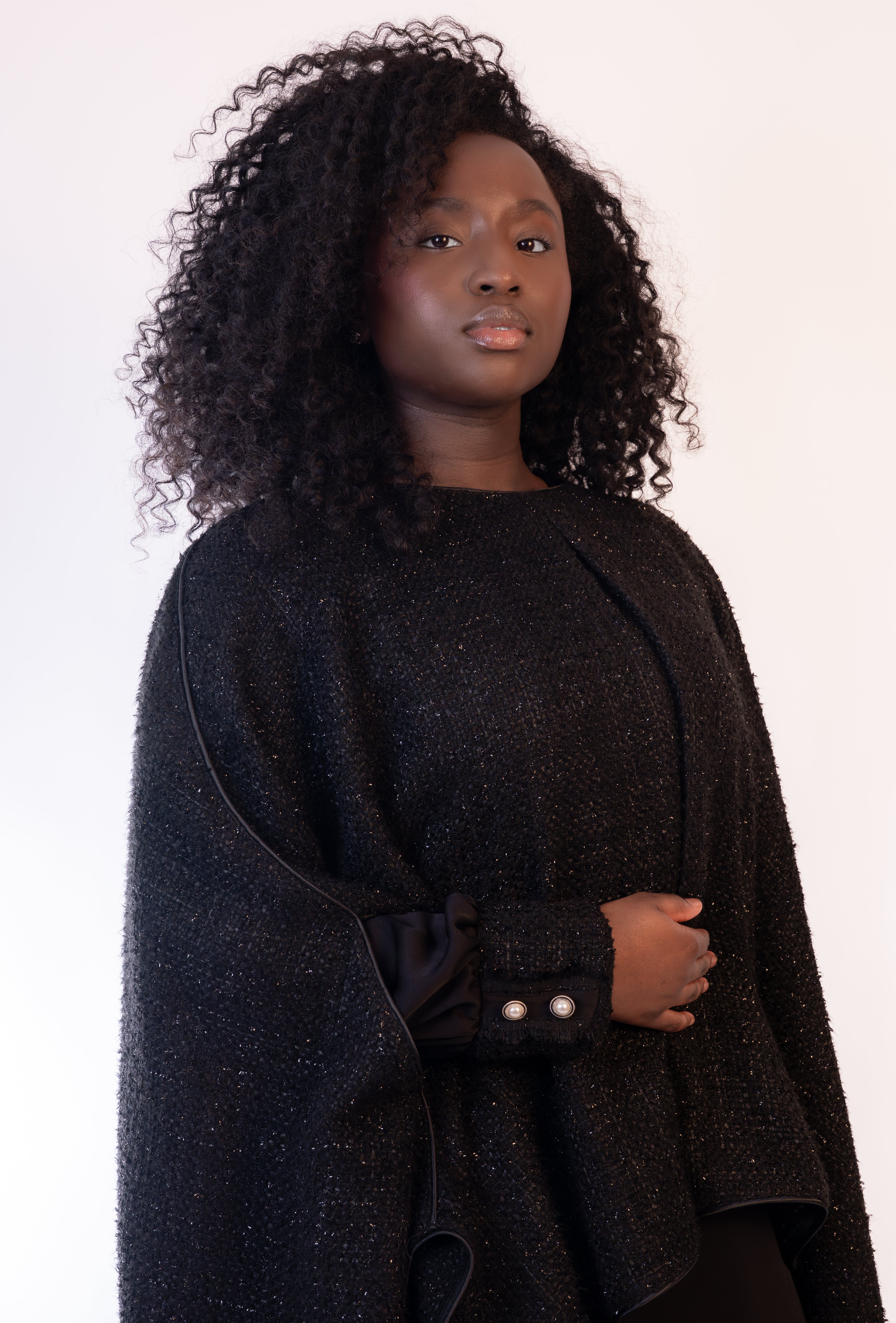 Abaya & Tweed Cape Set- The Noir Cacao