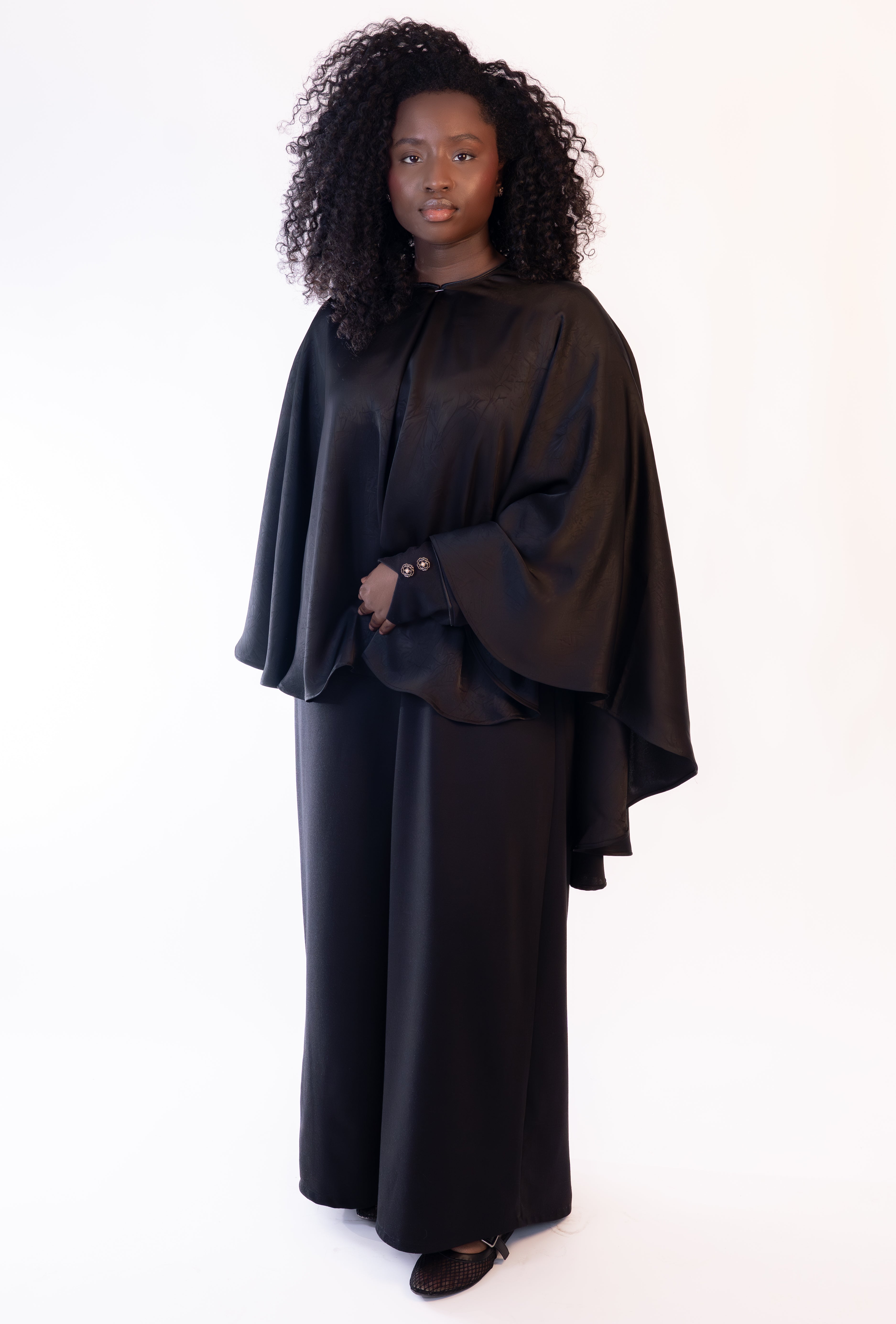 Abaya & Cape Set- The Noir Satiné