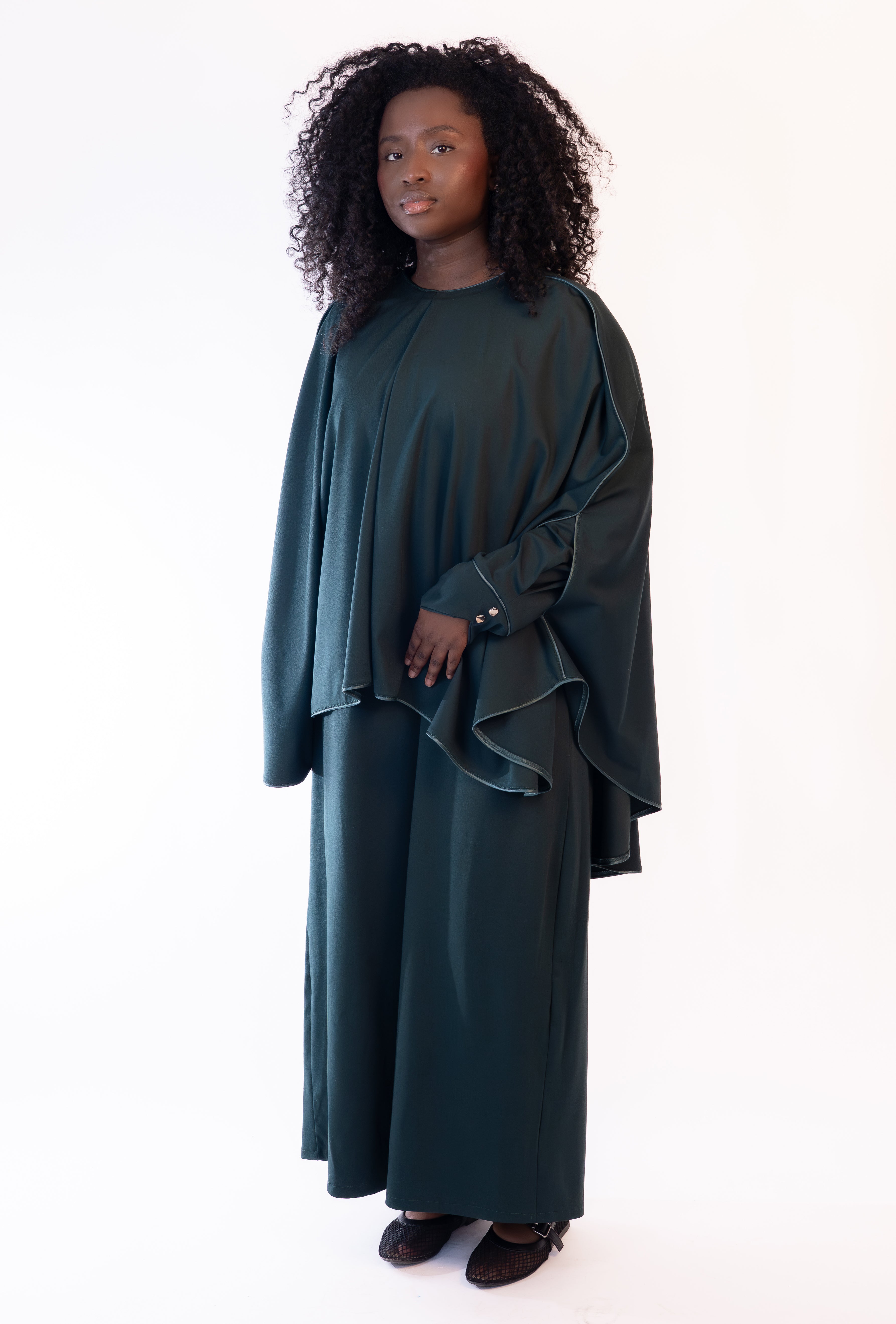 Abaya & Cape Set-The Émeraude Satinée