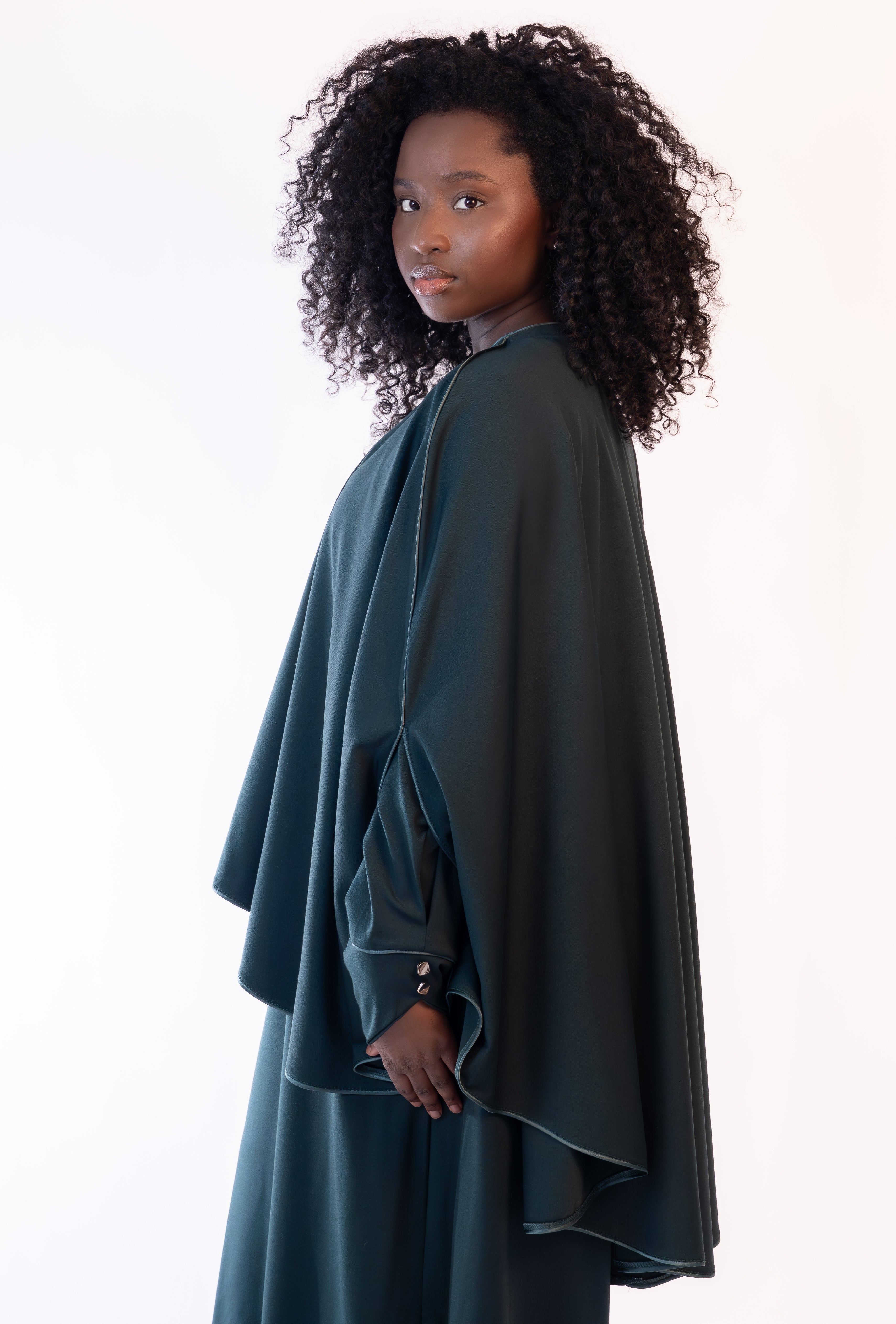Abaya & Cape Set-The Émeraude Satinée