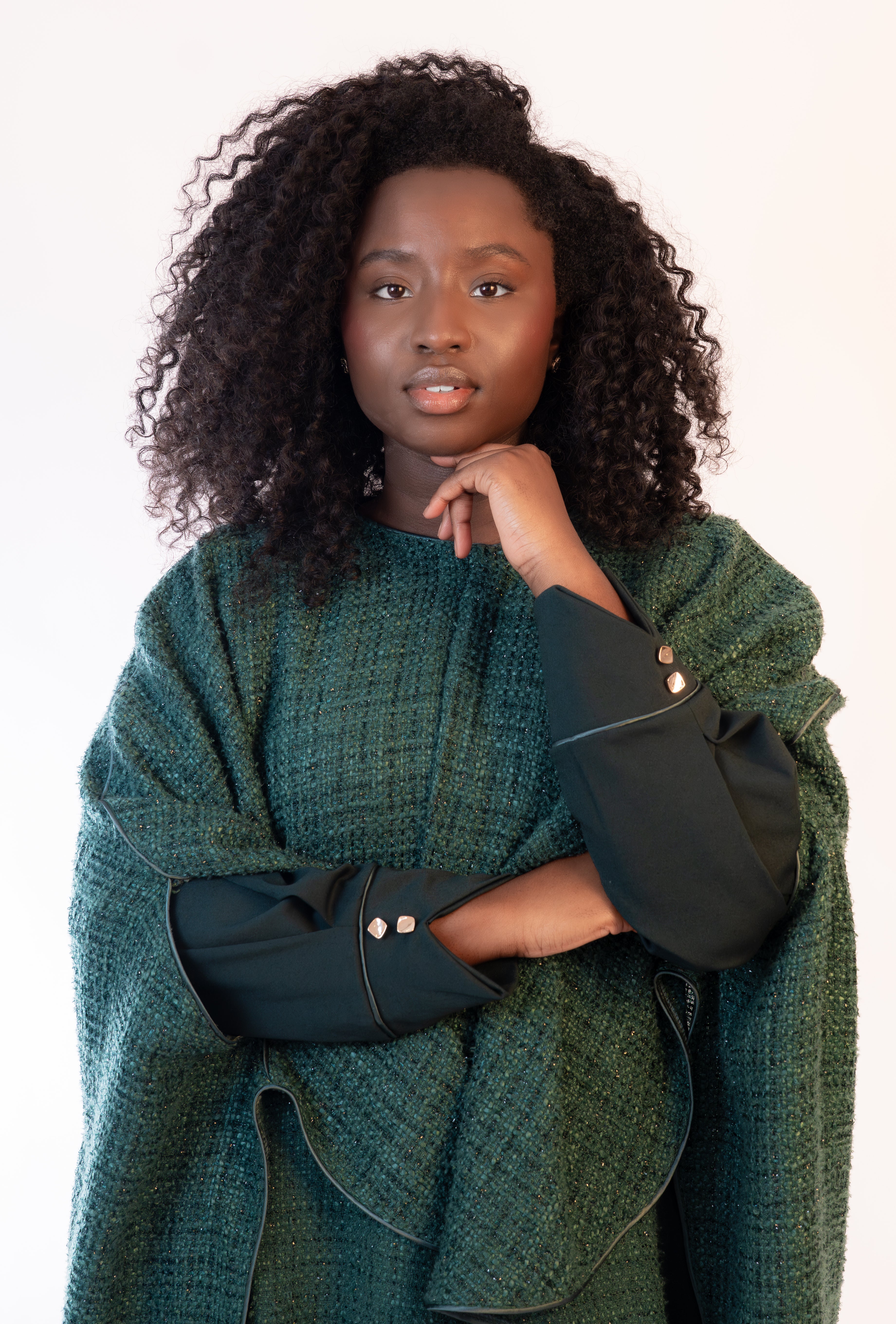 Abaya& Tweed Cape Set- The Émeraude Douce