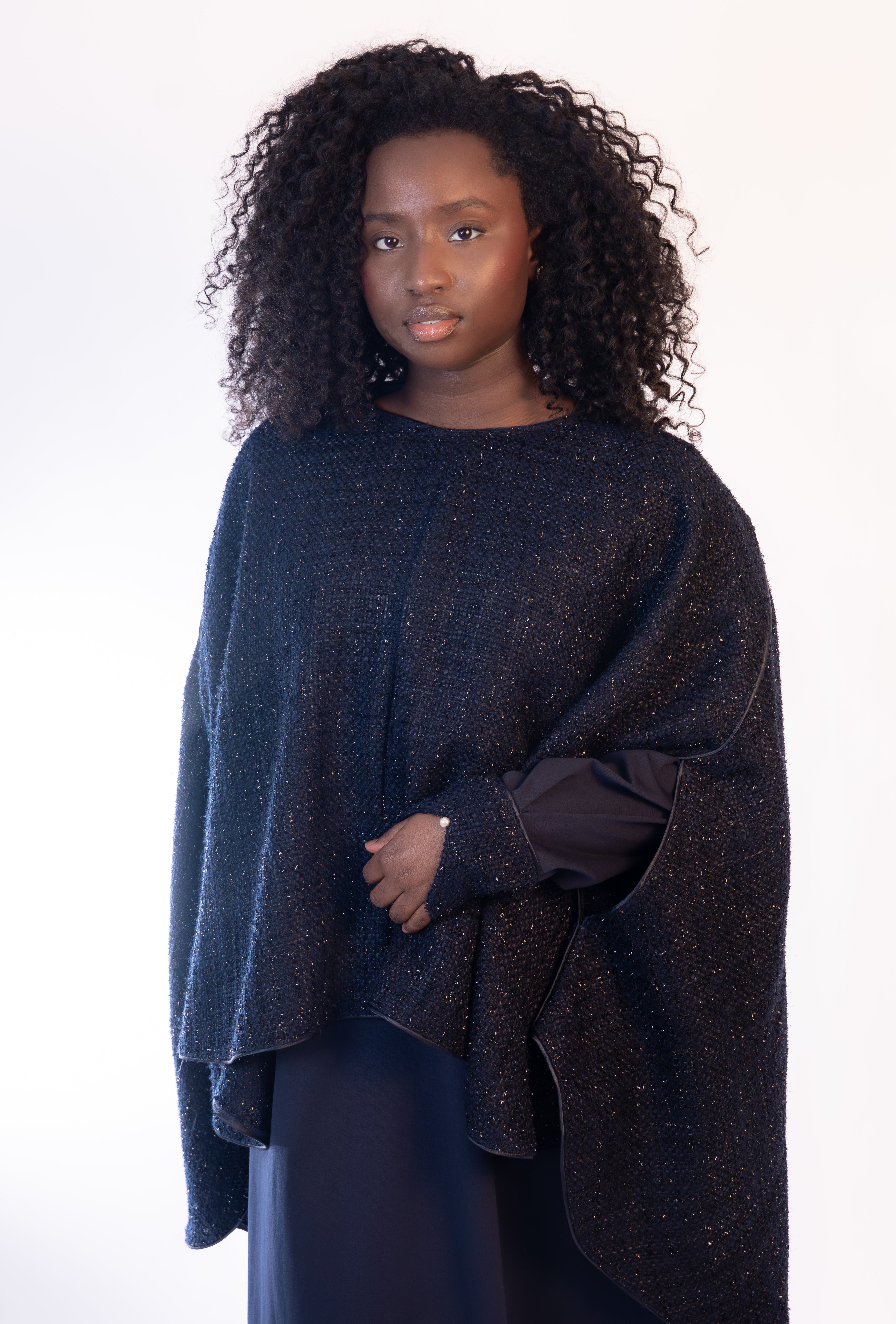 Abaya & Cape Tweed Set- The Bleu Nuit
