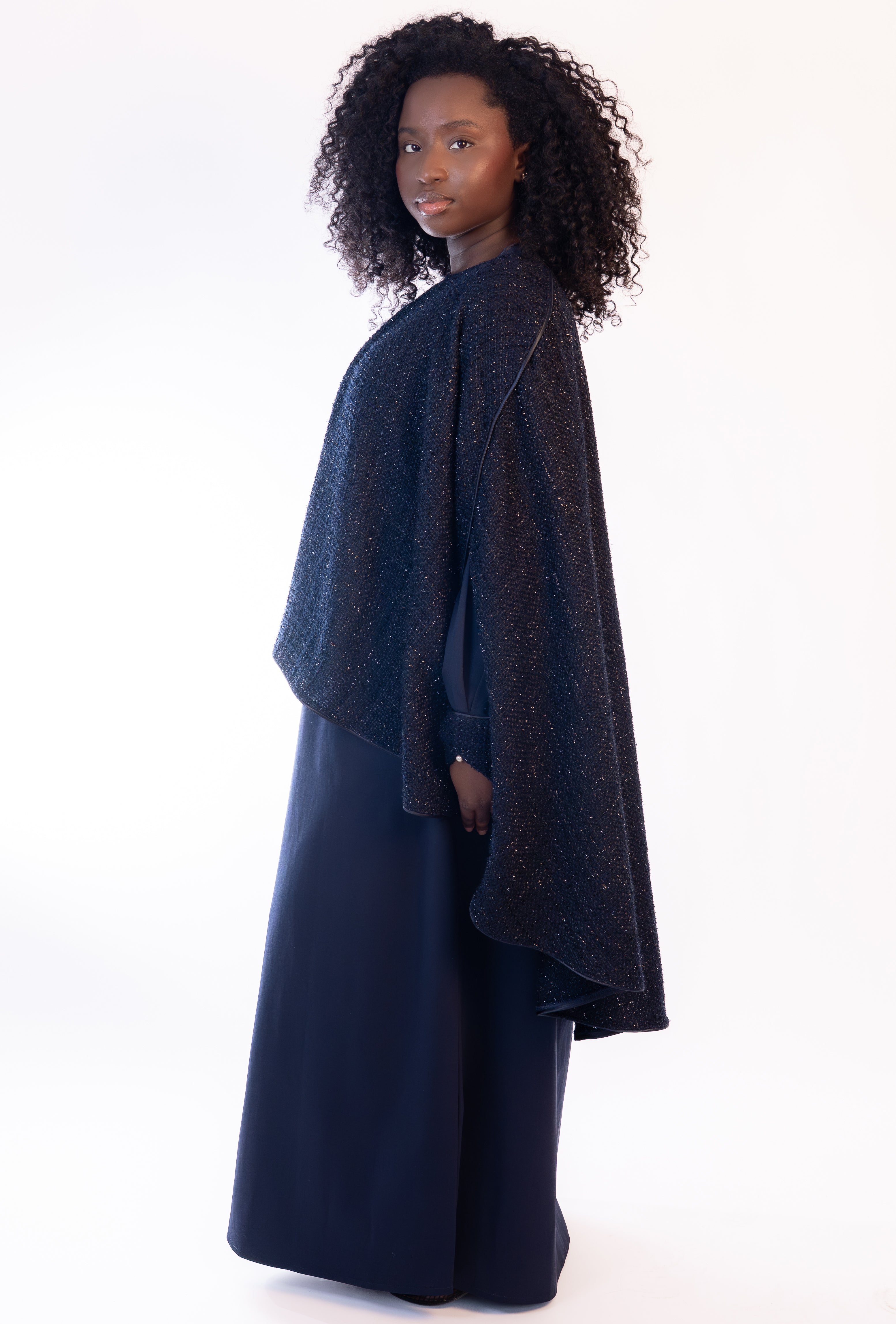 Abaya & Cape Tweed Set- The Bleu Nuit