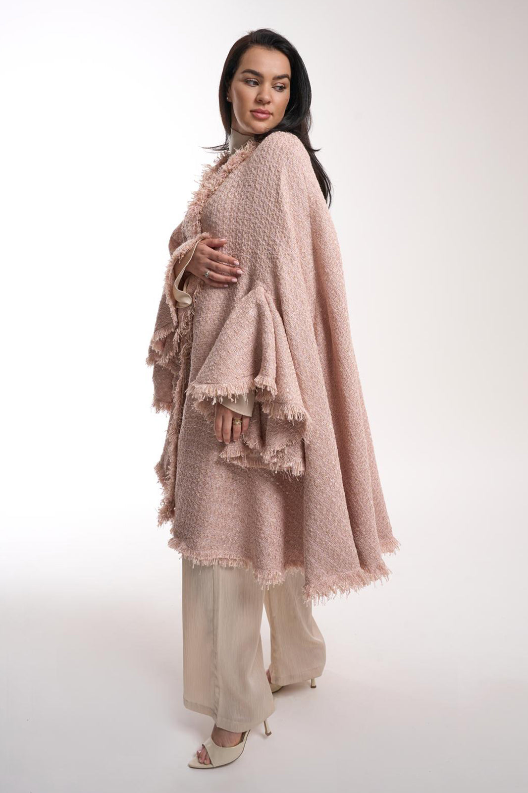 EXCLUSIVE ITEM    Tweed Mantel - Rose Truffle