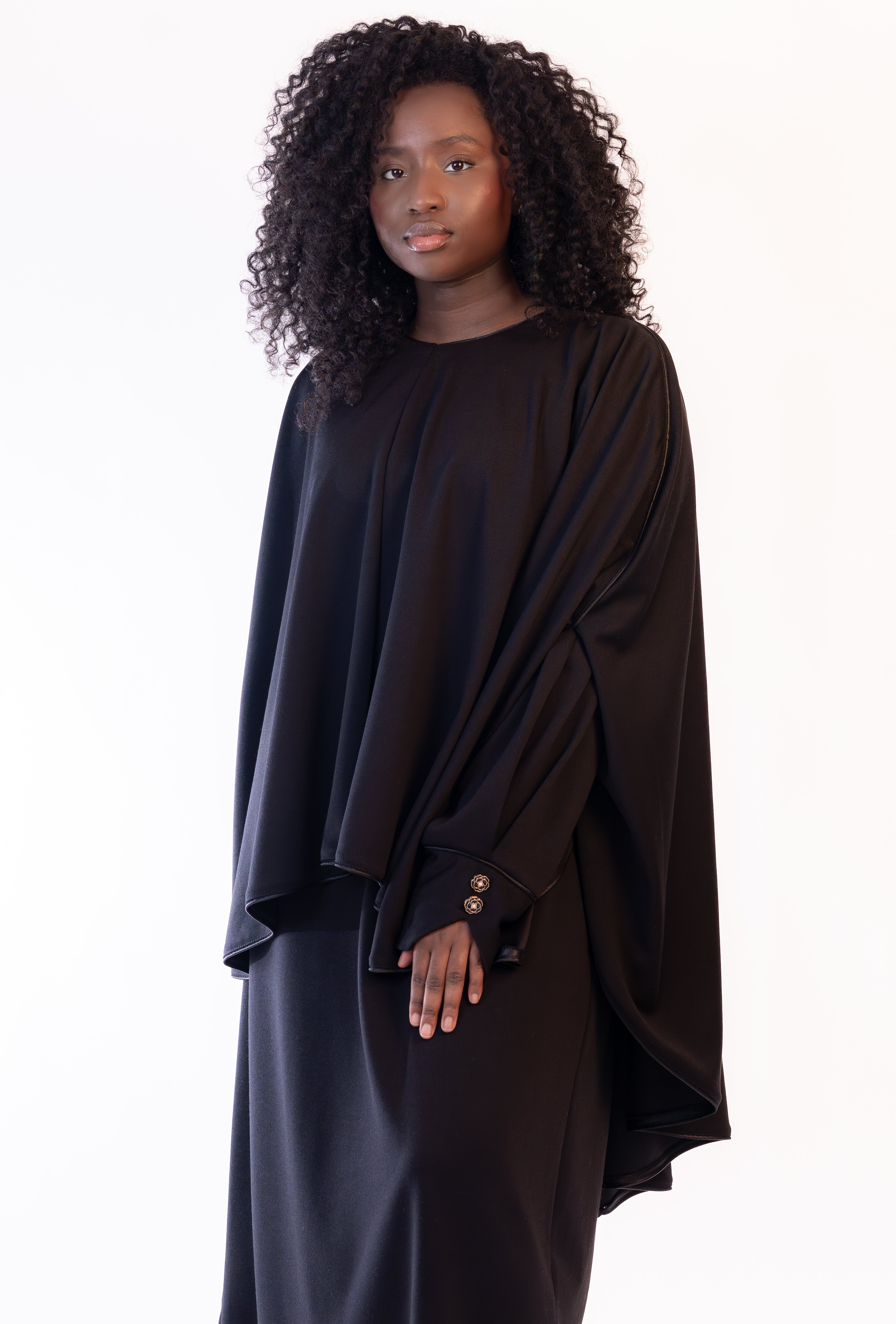 Abaya & Cape Set- The Noir Satiné