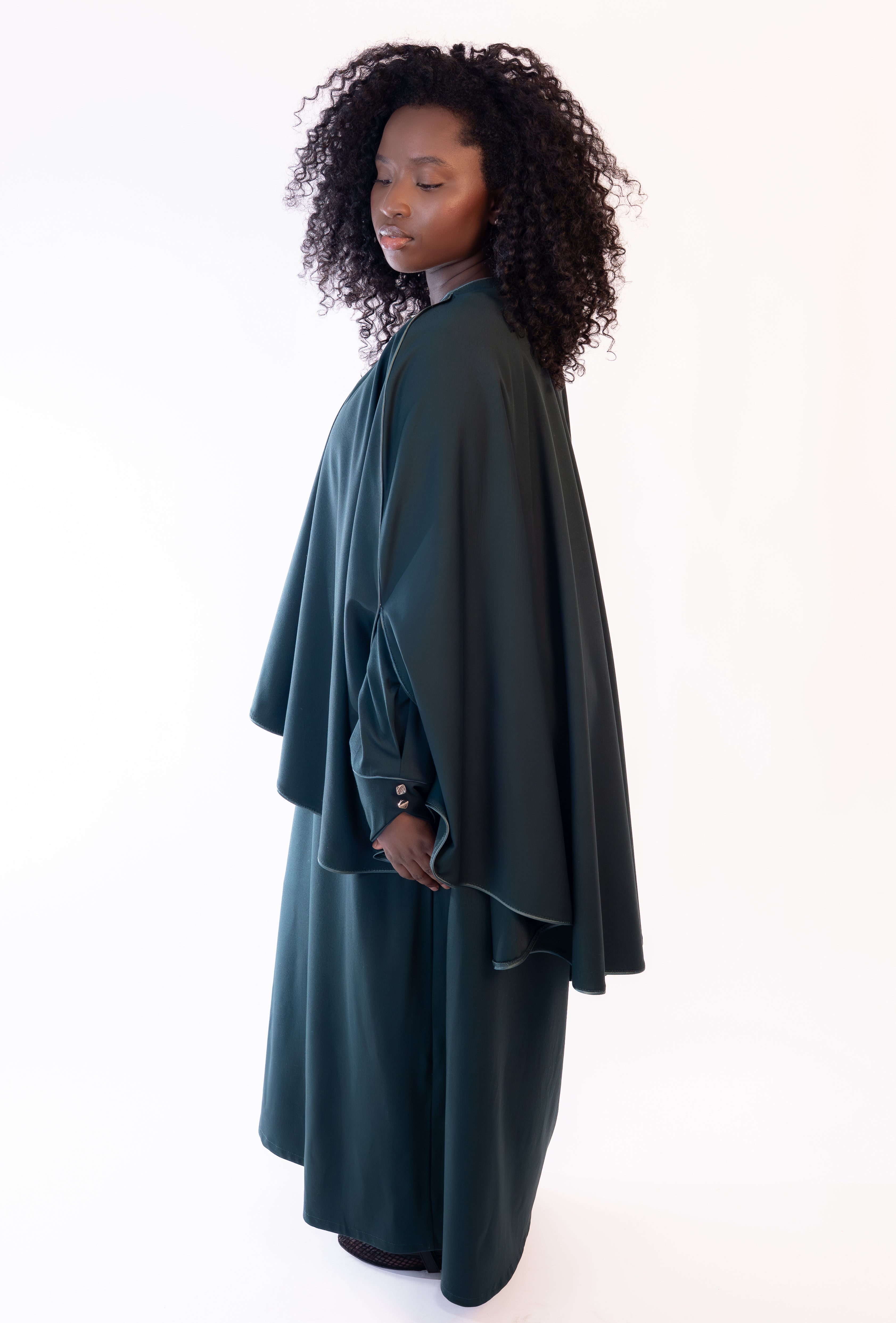 Abaya & Cape Set-The Émeraude Satinée