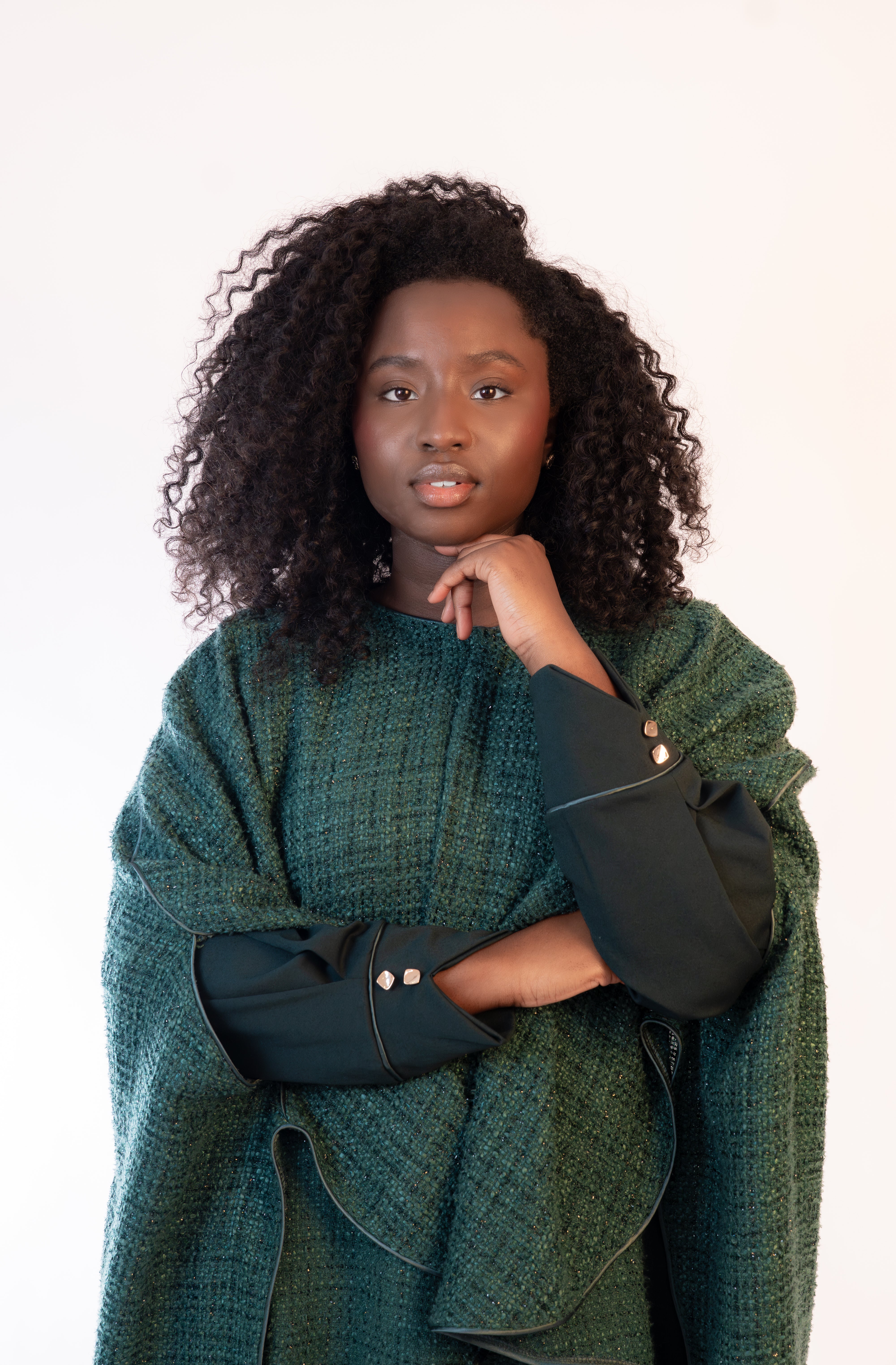 Abaya& Tweed Cape Set- The Émeraude Douce