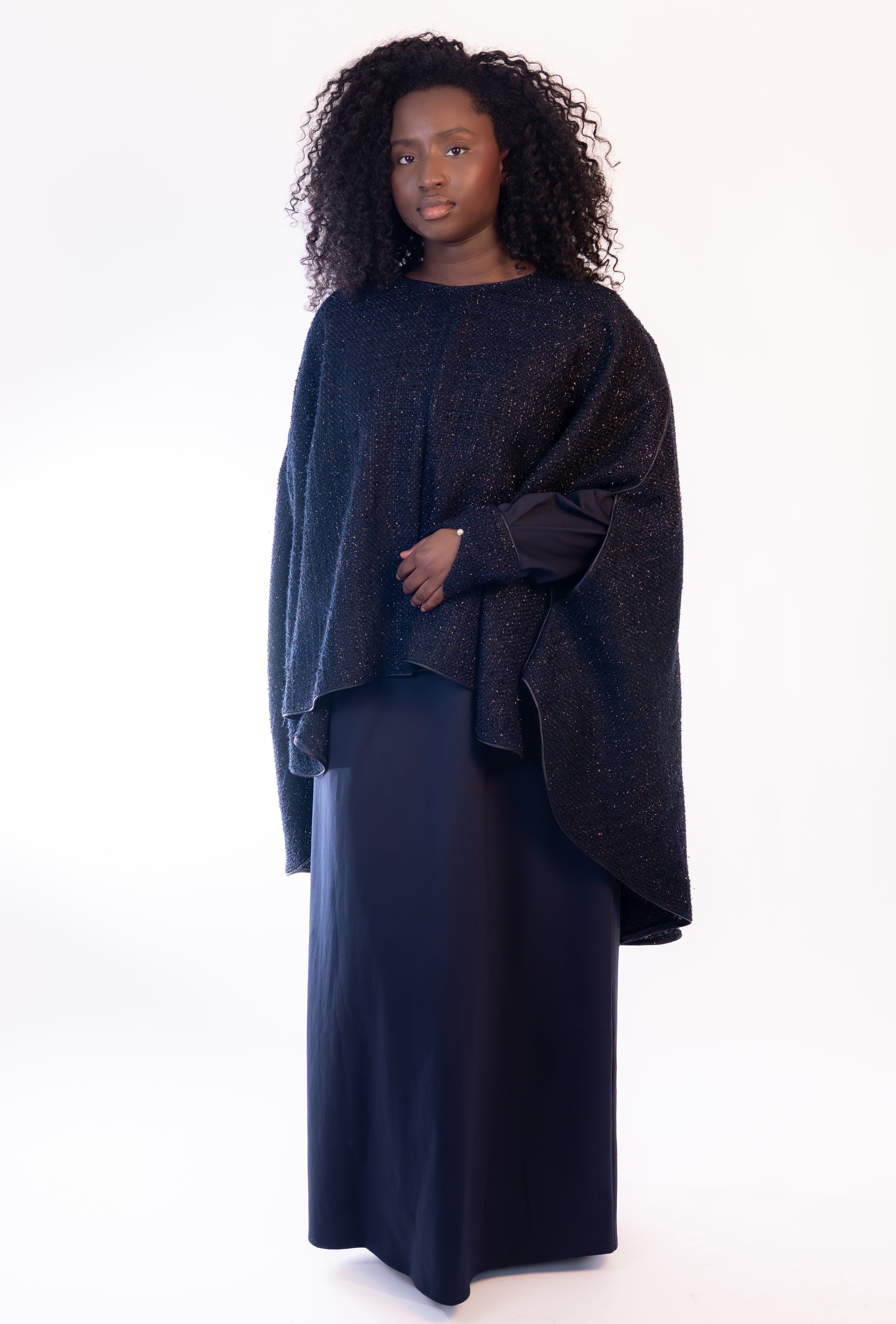 Abaya & Cape Tweed Set- The Bleu Nuit